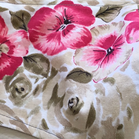 Floral Tan & Pink Face Mask 2 layer W/ Elastic - Picture 2 of 8